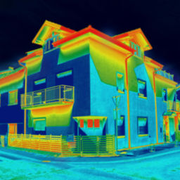 Infrared thermovision image showing lack of thermal insulation on House